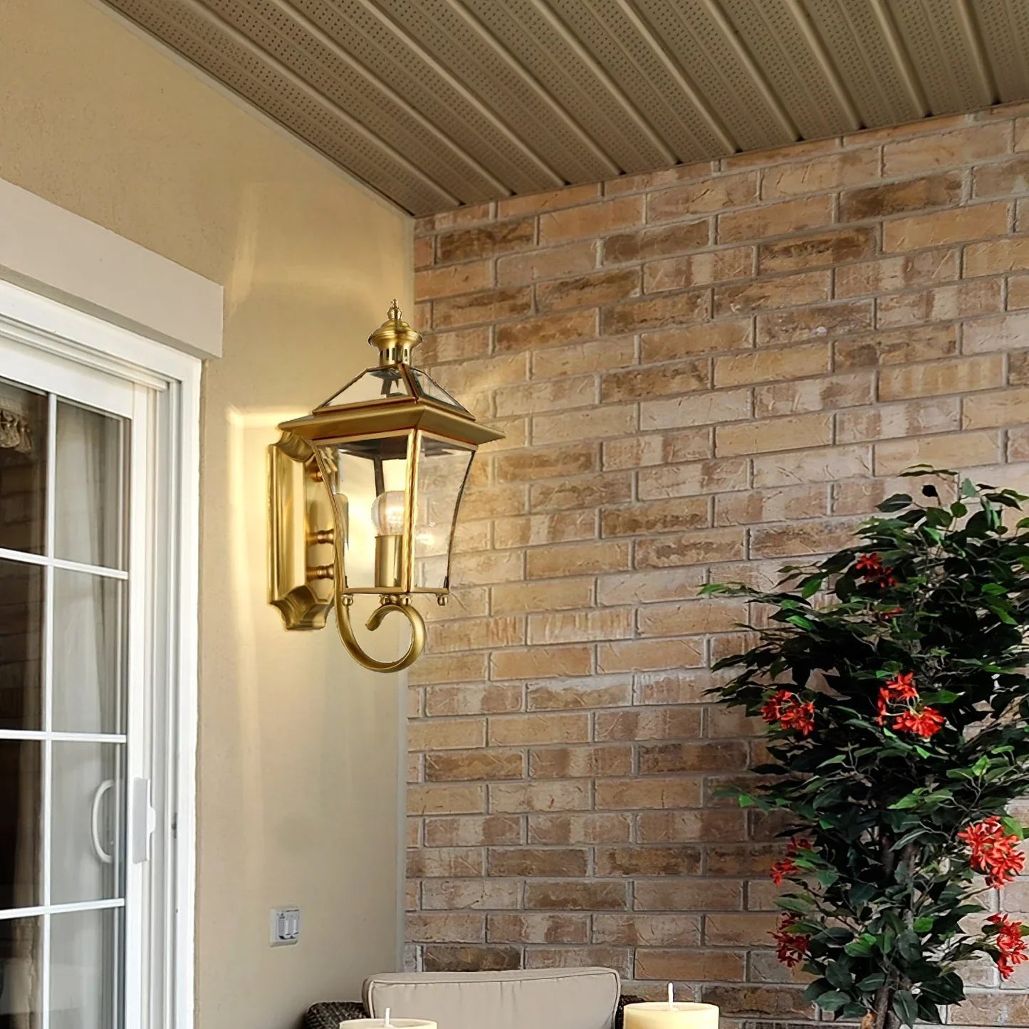 Olivara Retro Brass Outdoor Wall Lamp