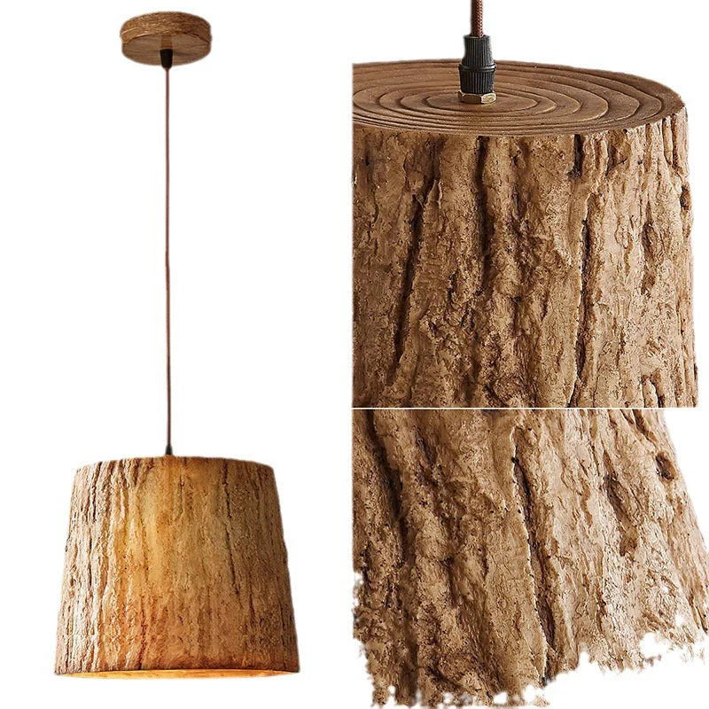 Solina Wooden Tree Trunk Pendant Lamp with Natural Look