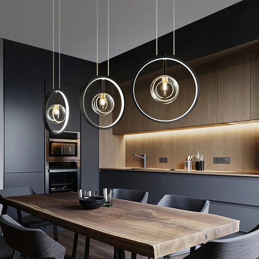 Elaris Minimalist Glass Ball Pendant Lamp Black