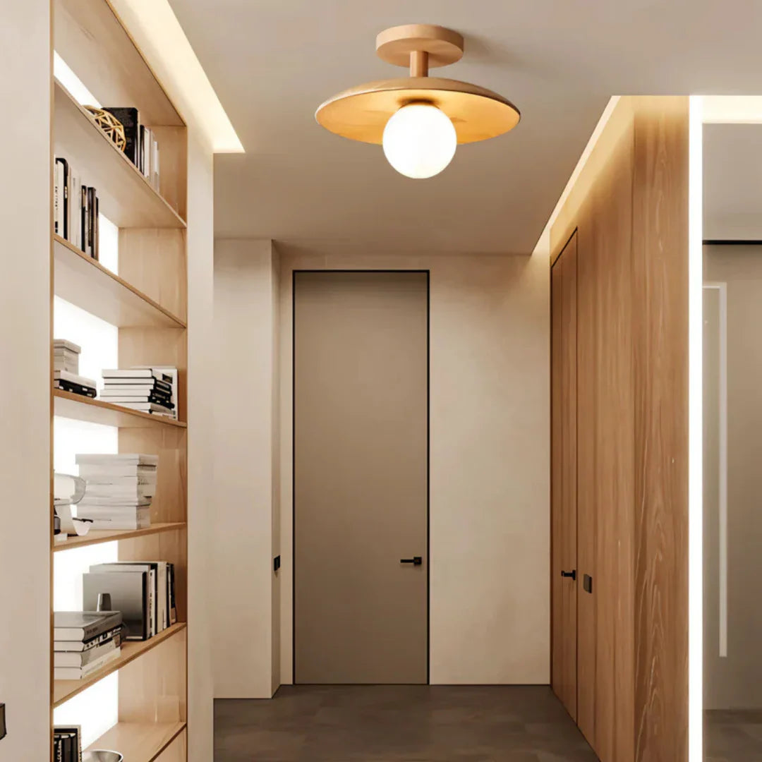 Orb Wooden Ceiling Lamp with LED Lighting