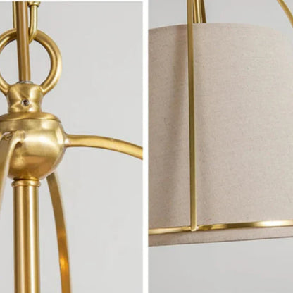 Pallas Modern Fabric Pendant Lamp with Brass Frame