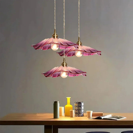 Myloq Retro Lotus Glass Pendant Lamp