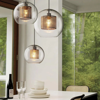 Haloir Design Hanging Lamp Dining Table Made of Glass