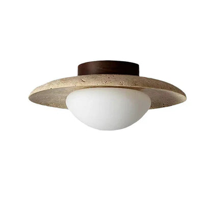Lyonea Minimalist Travertine LED Ceiling Lamp