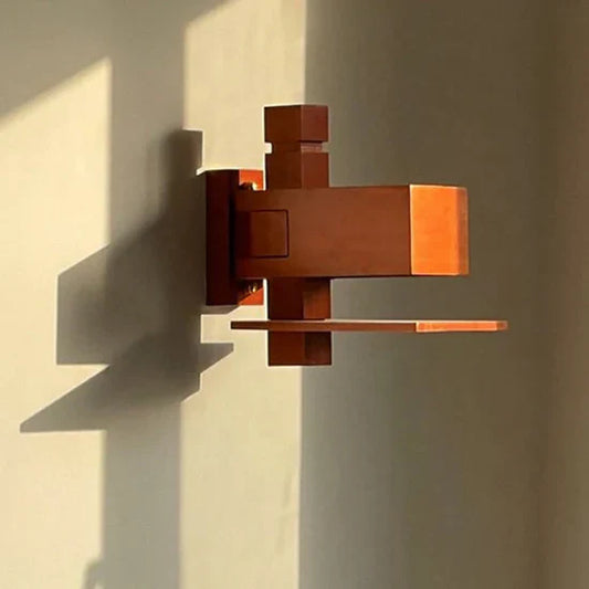 Oria Wall Lamp in Brick Red Wood