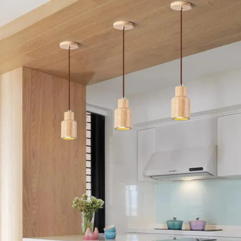 Thalene Scandinavian Modern LED Pendant Lamp made of Wood