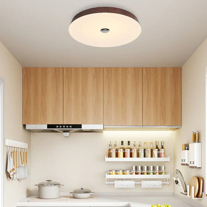 Evon Natural Wood Grain Round LED Ceiling Light