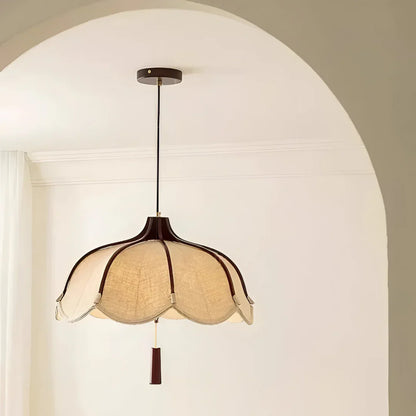 Xeno Modern Japanese Wabi Sabi Fabric Flower Shape Pendant Lamp