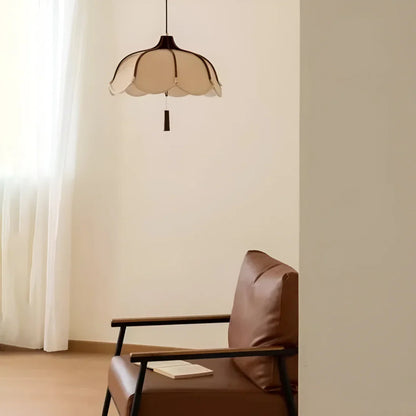 Xeno Modern Japanese Wabi Sabi Fabric Flower Shape Pendant Lamp