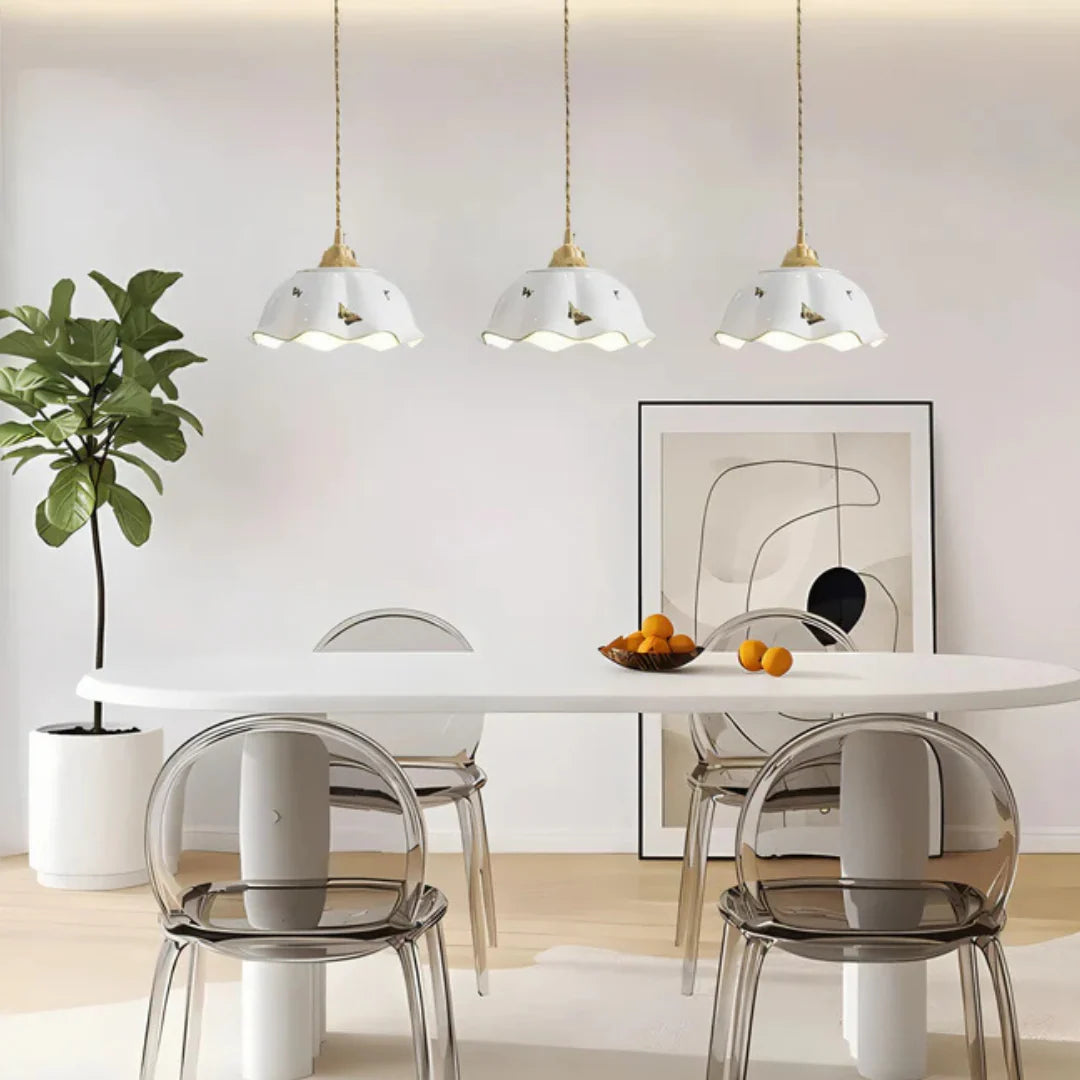 Bliss Ceramic Butterfly LED Pendant Lamp Dining Table