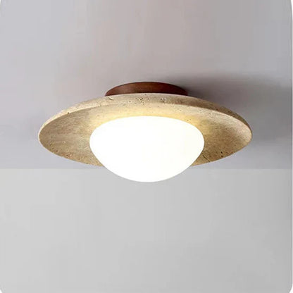 Lyonea Minimalist Travertine LED Ceiling Lamp