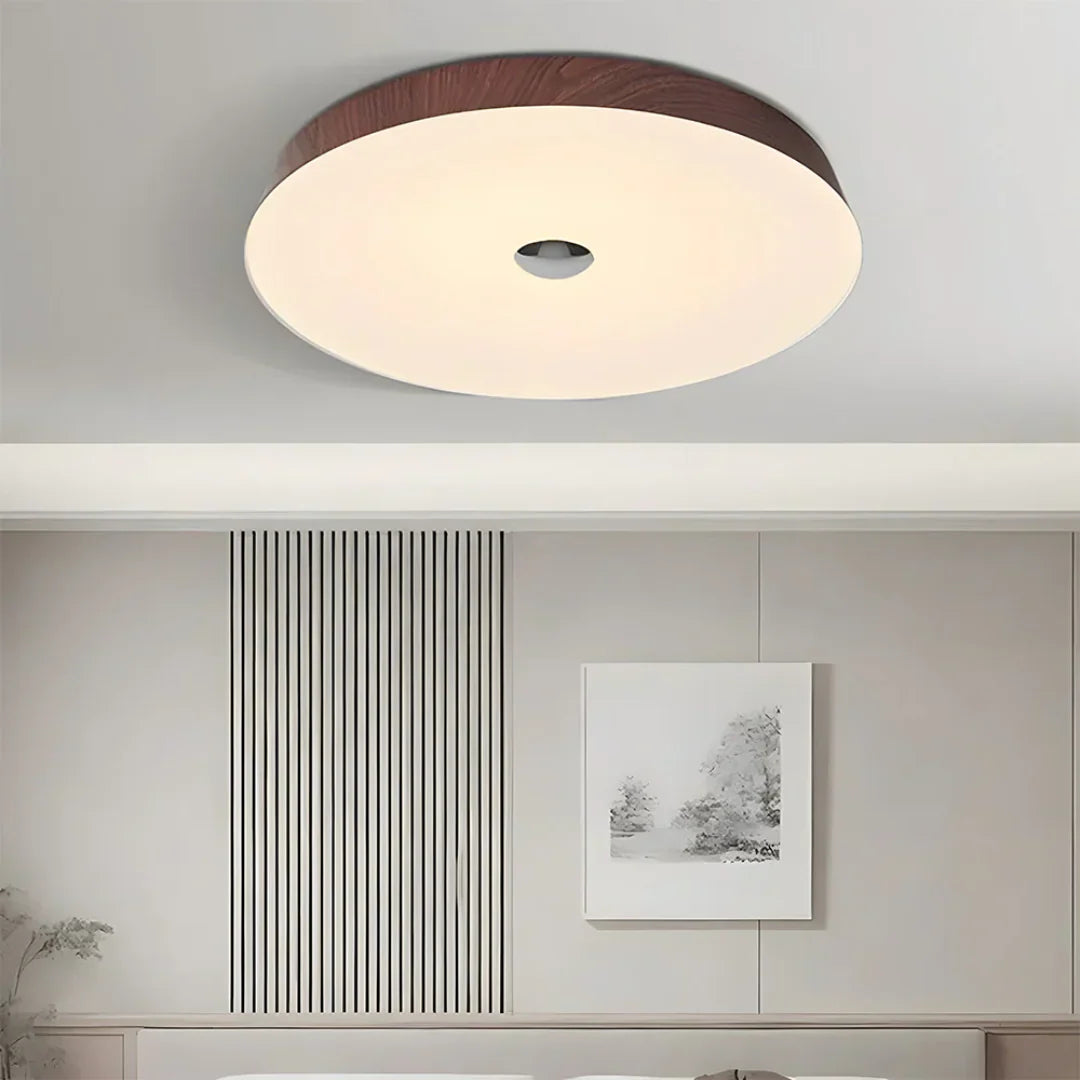 Evon Natural Wood Grain Round LED Ceiling Light