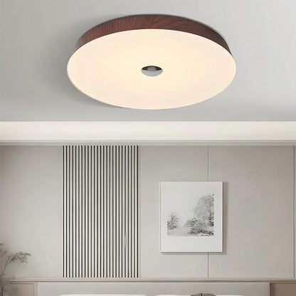 Evon Natural Wood Grain Round LED Ceiling Light