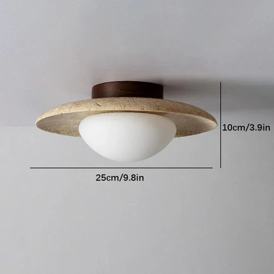 Lyonea Minimalist Travertine LED Ceiling Lamp