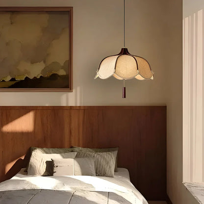 Xeno Modern Japanese Wabi Sabi Fabric Flower Shape Pendant Lamp