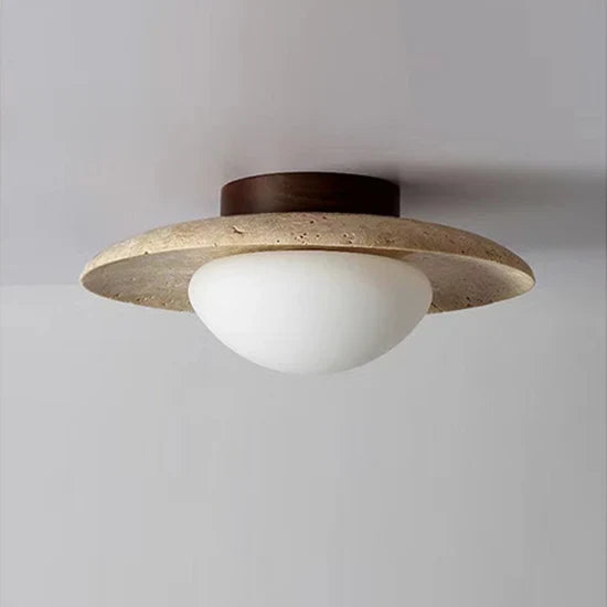 Lyonea Minimalist Travertine LED Ceiling Lamp