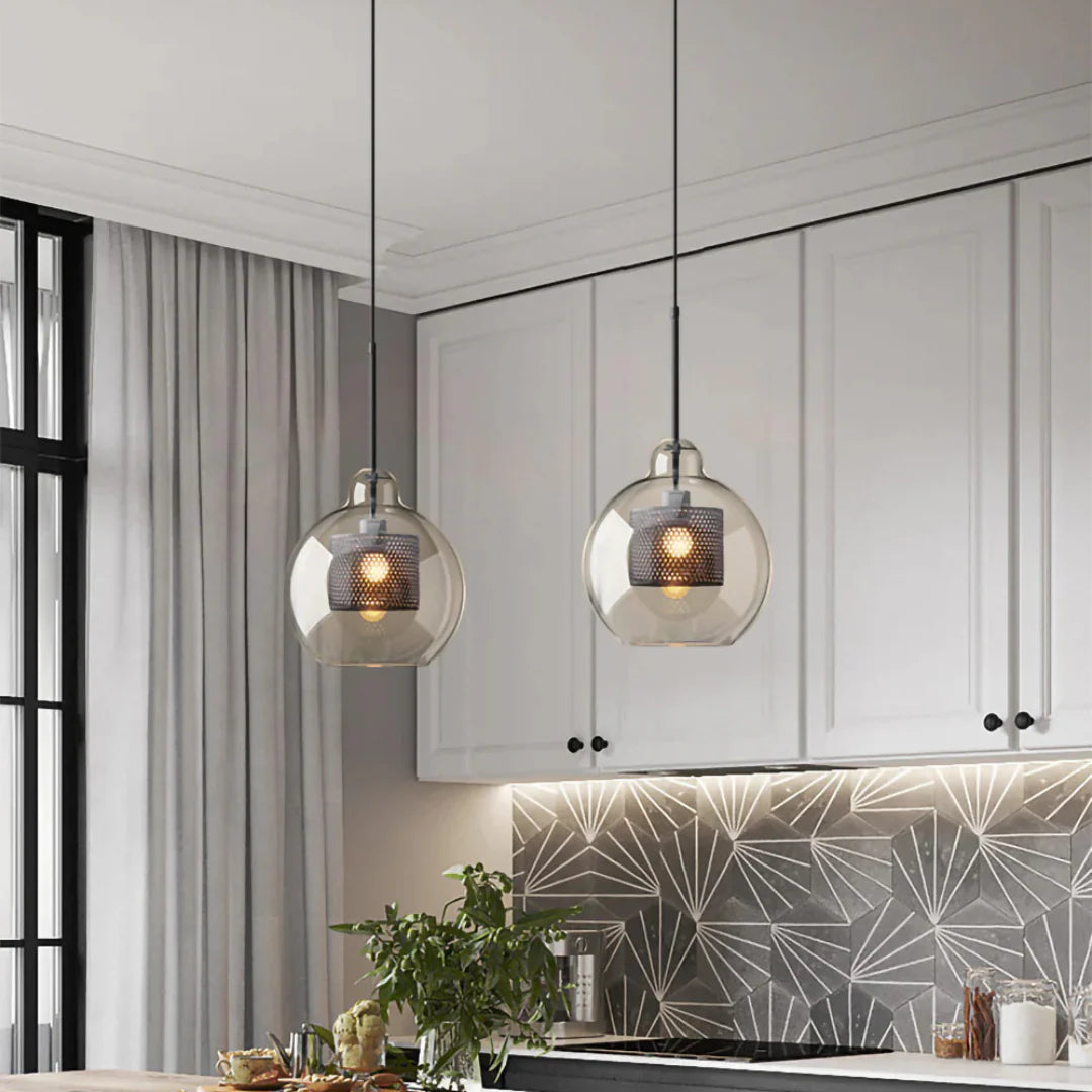 Haloir Design Hanging Lamp Dining Table Made of Glass