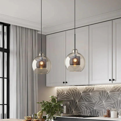 Haloir Design Hanging Lamp Dining Table Made of Glass