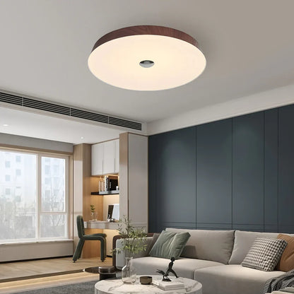 Evon Natural Wood Grain Round LED Ceiling Light