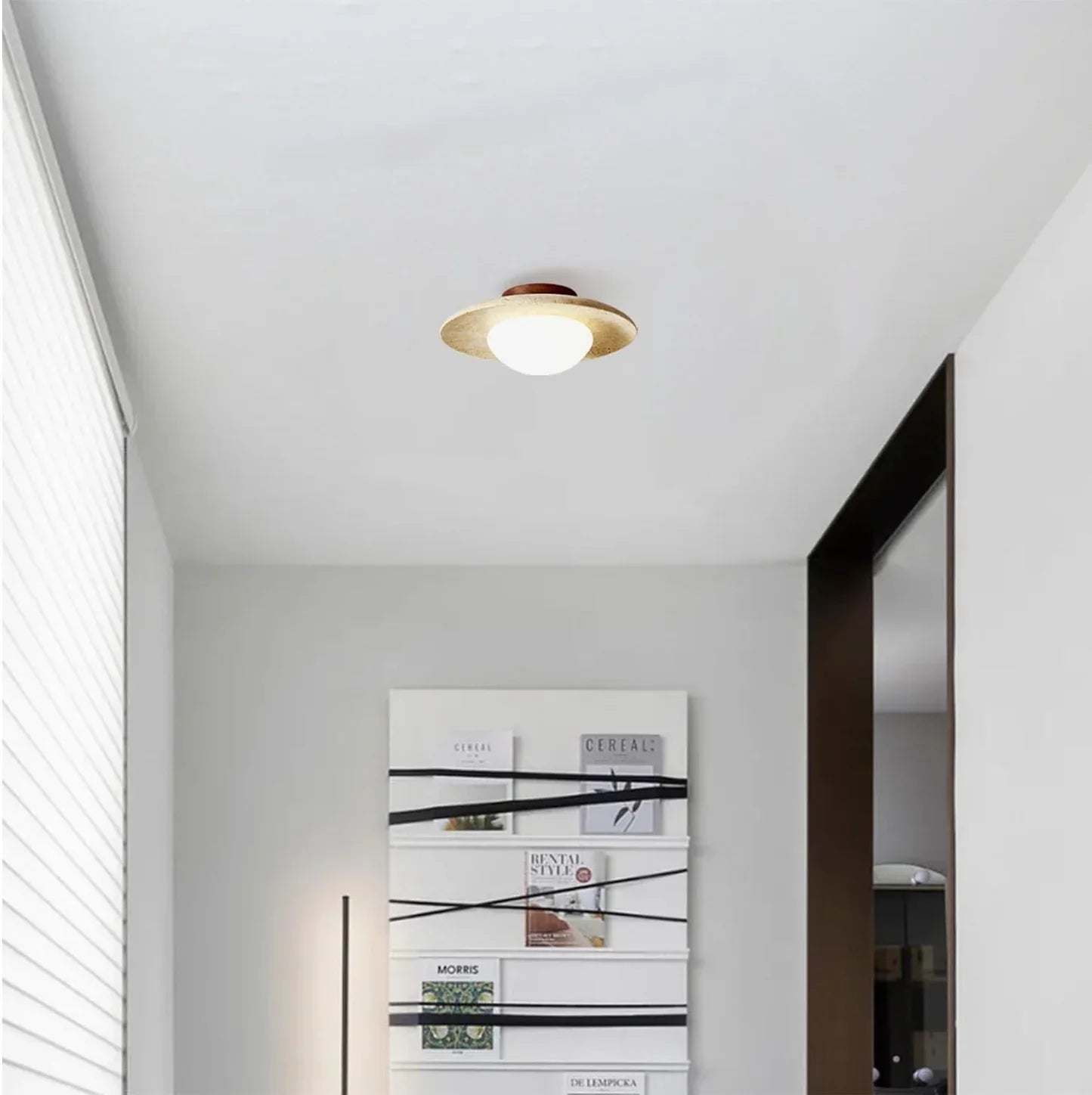 Lyonea Minimalist Travertine LED Ceiling Lamp