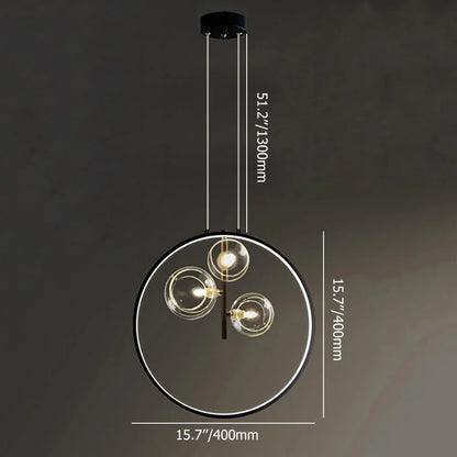 Elaris Minimalist Glass Ball Pendant Lamp Black