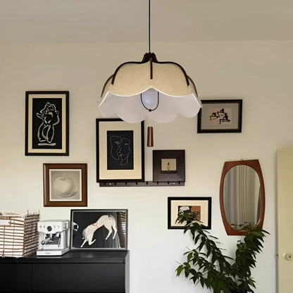 Xeno Modern Japanese Wabi Sabi Fabric Flower Shape Pendant Lamp