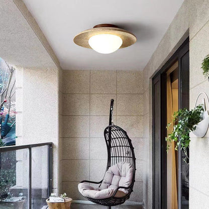 Lyonea Minimalist Travertine LED Ceiling Lamp
