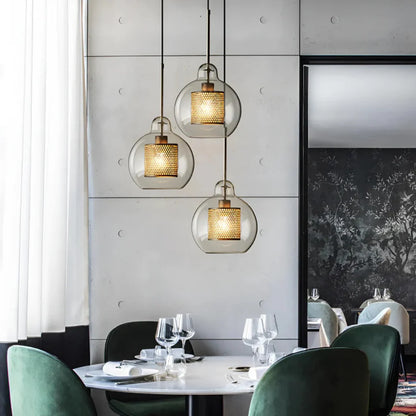 Haloir Design Hanging Lamp Dining Table Made of Glass