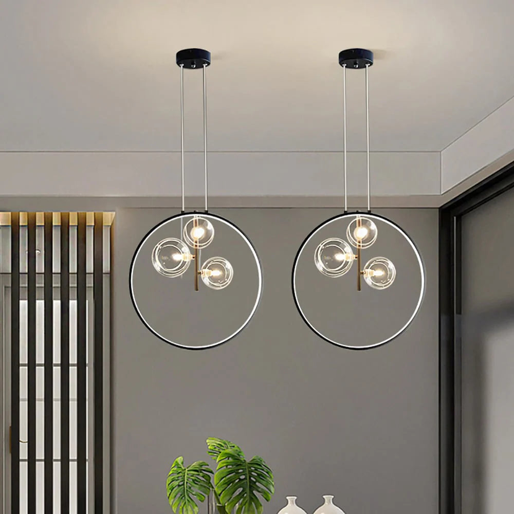 Elaris Minimalist Glass Ball Pendant Lamp Black