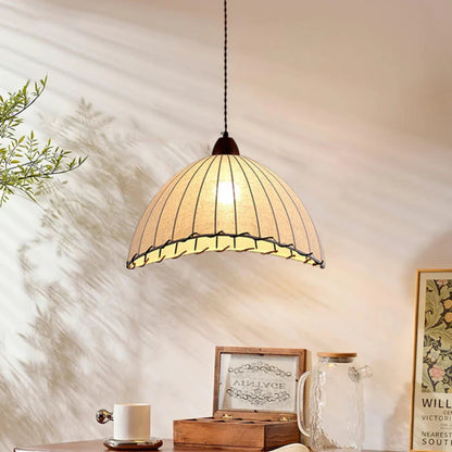 Scintis Wooden Pendant Lamp with Fabric Shade