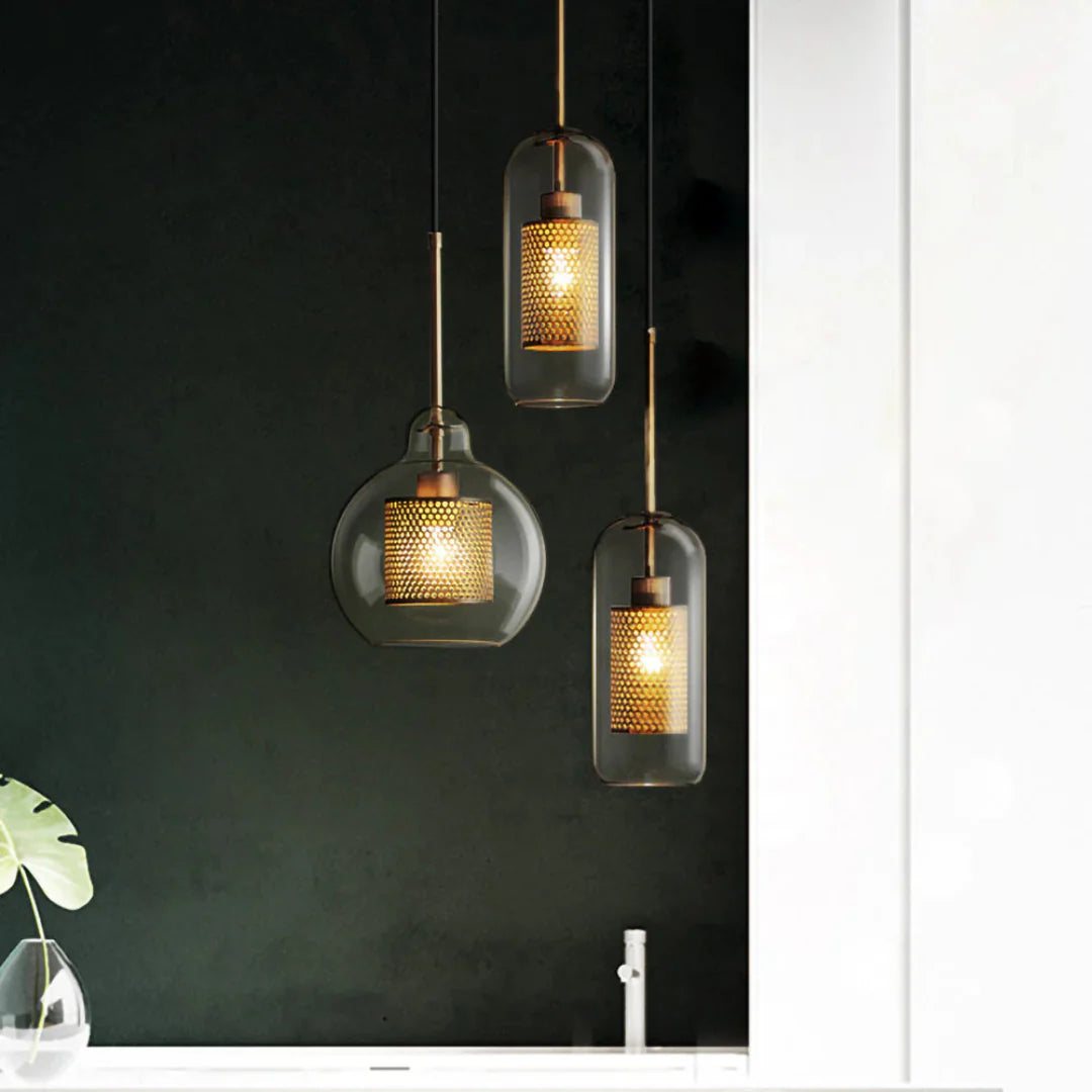 Haloir Design Hanging Lamp Dining Table Made of Glass