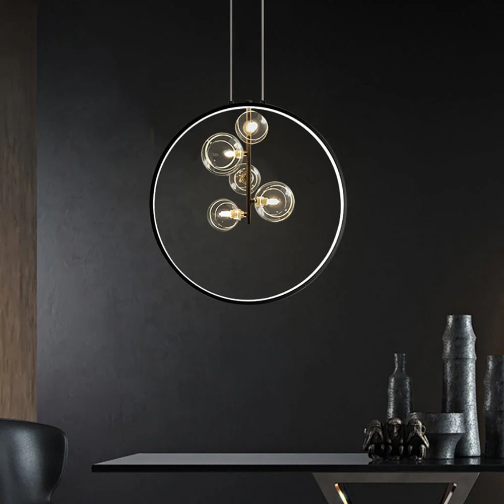 Elaris Minimalist Glass Ball Pendant Lamp Black
