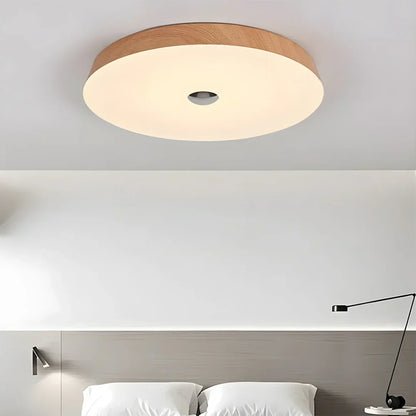 Evon Natural Wood Grain Round LED Ceiling Light