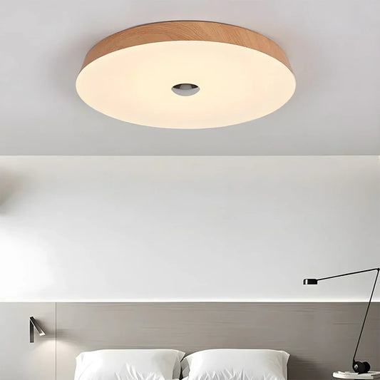 Evon Natural Wood Grain Round LED Ceiling Light