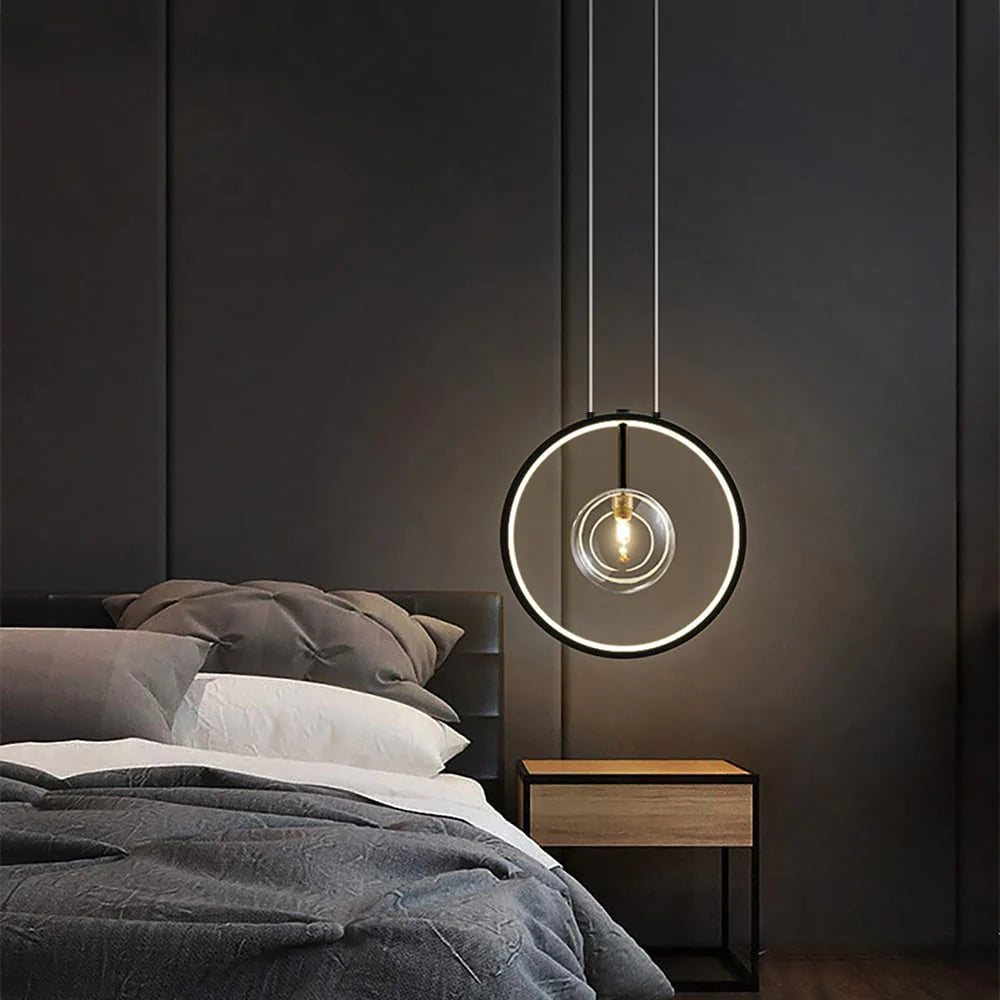 Elaris Minimalist Glass Ball Pendant Lamp Black