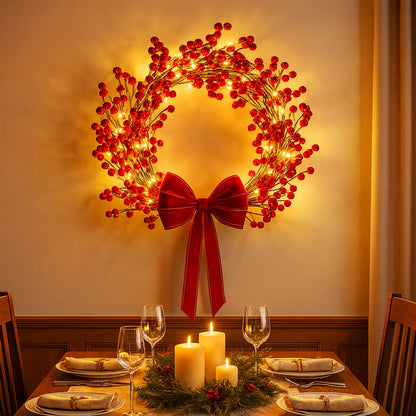 Twinkling Tree Berry Wreath by Casa Solaro™