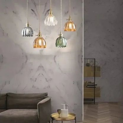 Thessa Elegant Glass Pendant Lamp in Flower Shape