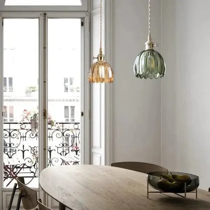 Thessa Elegant Glass Pendant Lamp in Flower Shape
