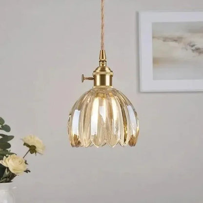 Thessa Elegant Glass Pendant Lamp in Flower Shape