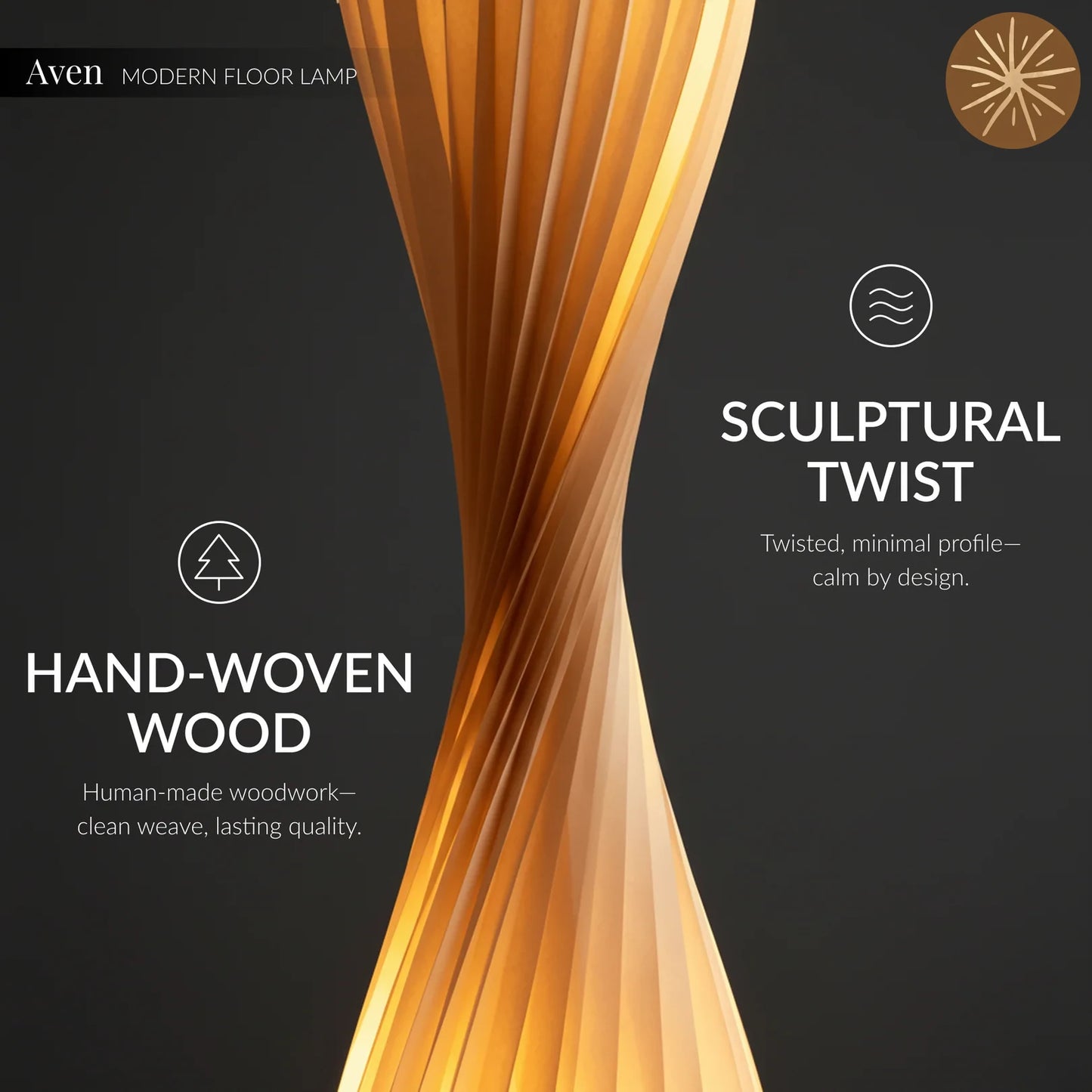 Aven Wabi-Sabi Wooden Floor Lamp