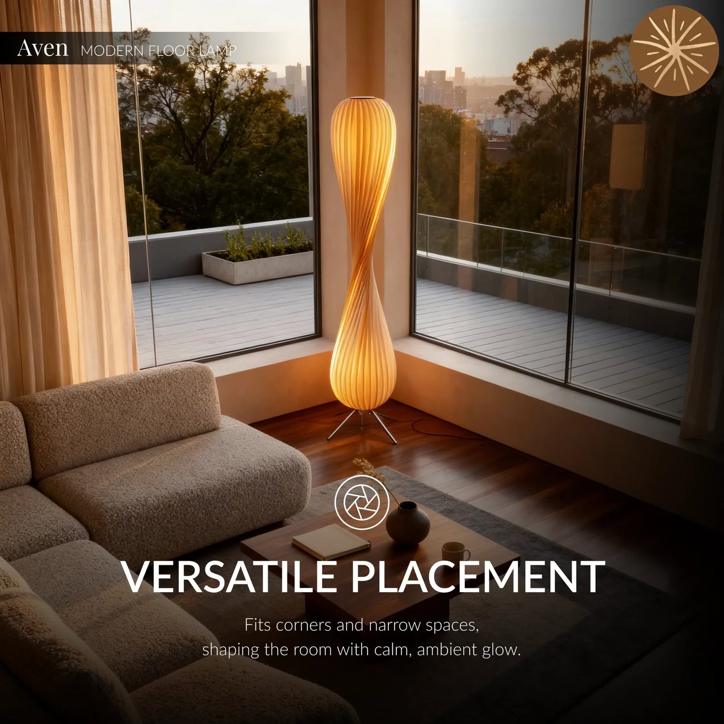 Aven Wabi-Sabi Wooden Floor Lamp