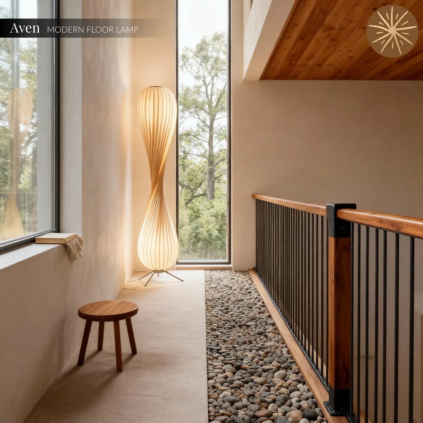 Aven Wabi-Sabi Wooden Floor Lamp