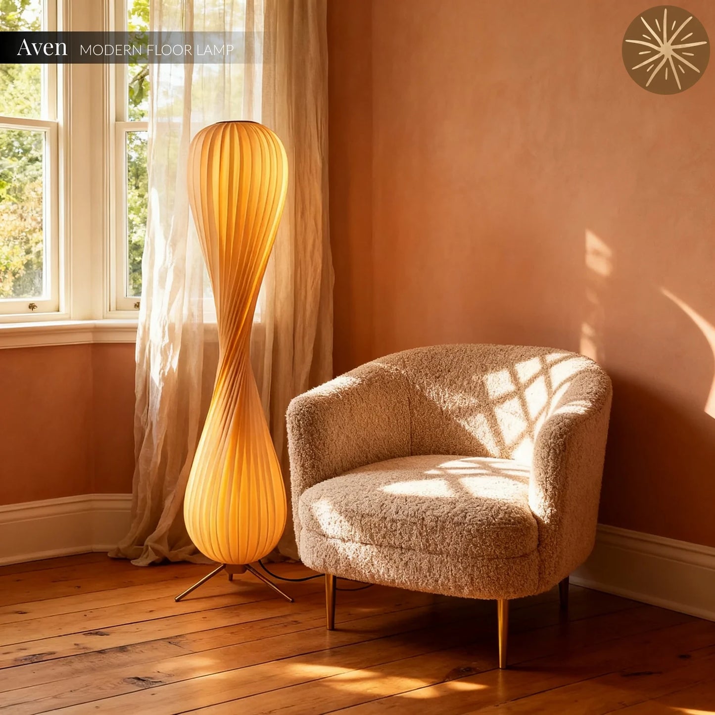 Aven Wabi-Sabi Wooden Floor Lamp