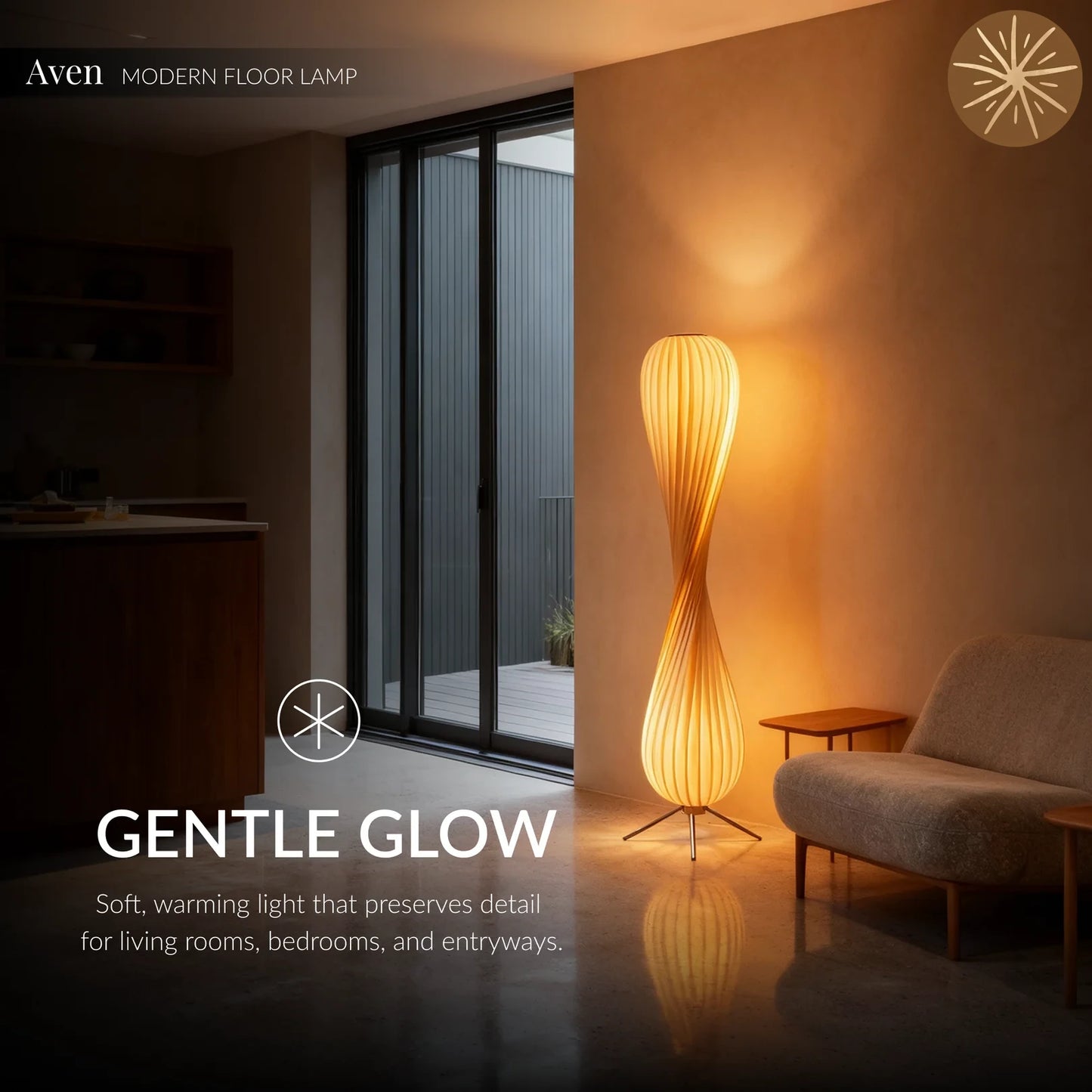 Aven Wabi-Sabi Wooden Floor Lamp