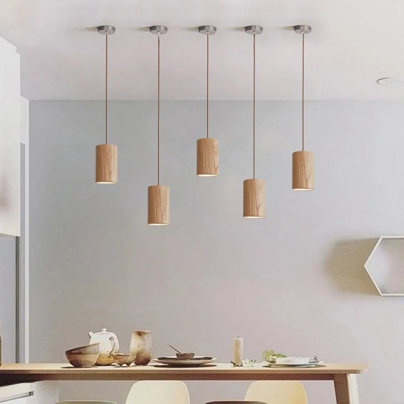 Thalene Scandinavian Modern LED Pendant Lamp made of Wood