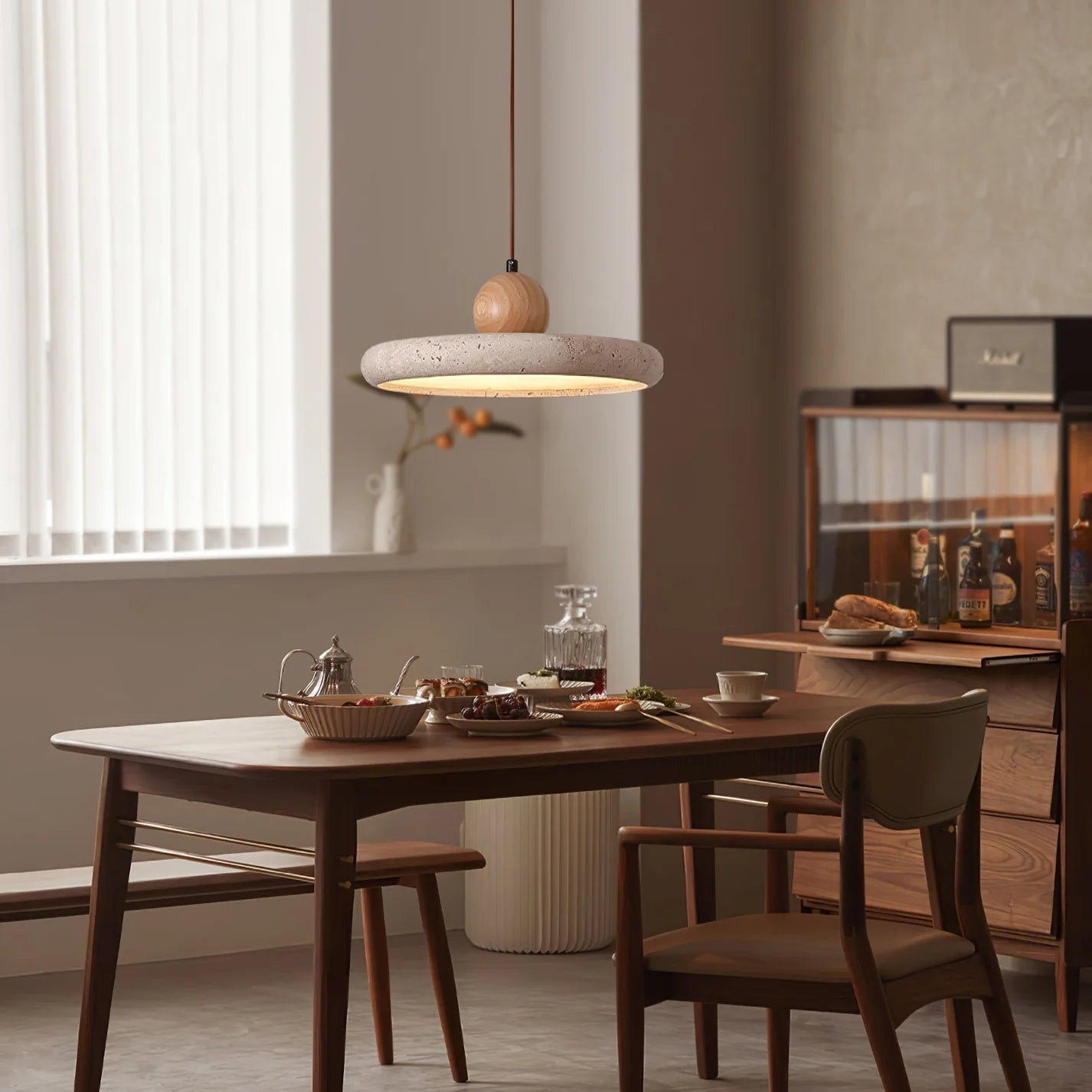 Arcana Travertine Wooden Pendant Lamp