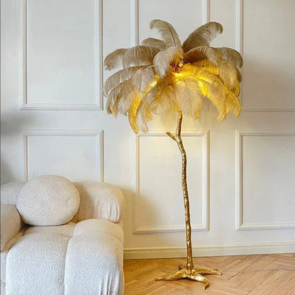 Nocturna Luxury Standing Floor Lamp with Feathers