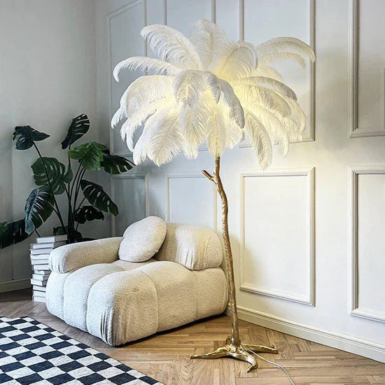 Nocturna Luxury Standing Floor Lamp with Feathers