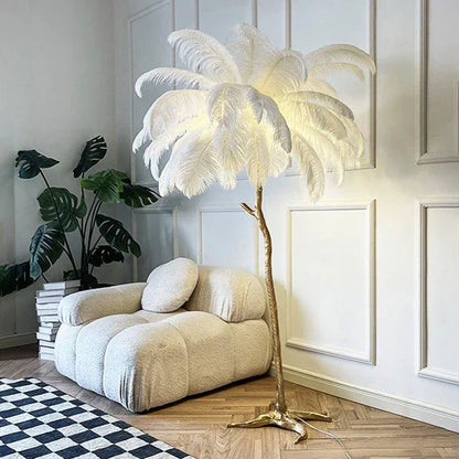 Nocturna Luxury Standing Floor Lamp with Feathers