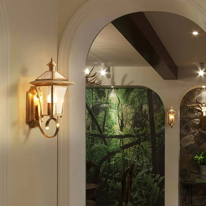 Olivara Retro Brass Outdoor Wall Lamp